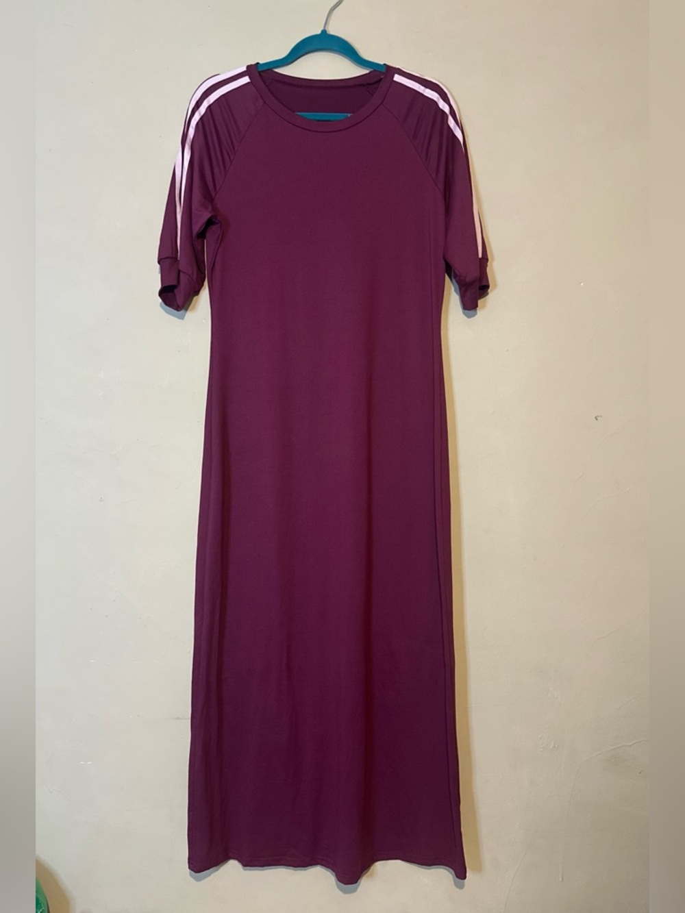 Burgundy Maxi Dress with Stripe Detail- xl